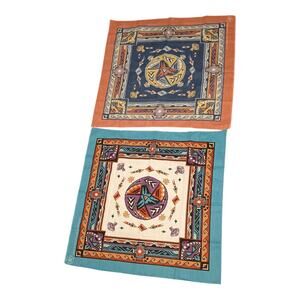 1980s Native American Wamcraft USA Bandana Hankie Scarf Lot 2 Thunderbird READ